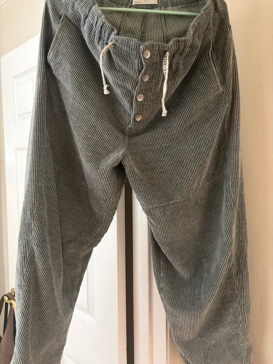 Free People Olive Green Corduroy Drawstring Pants - Picture 5 of 6